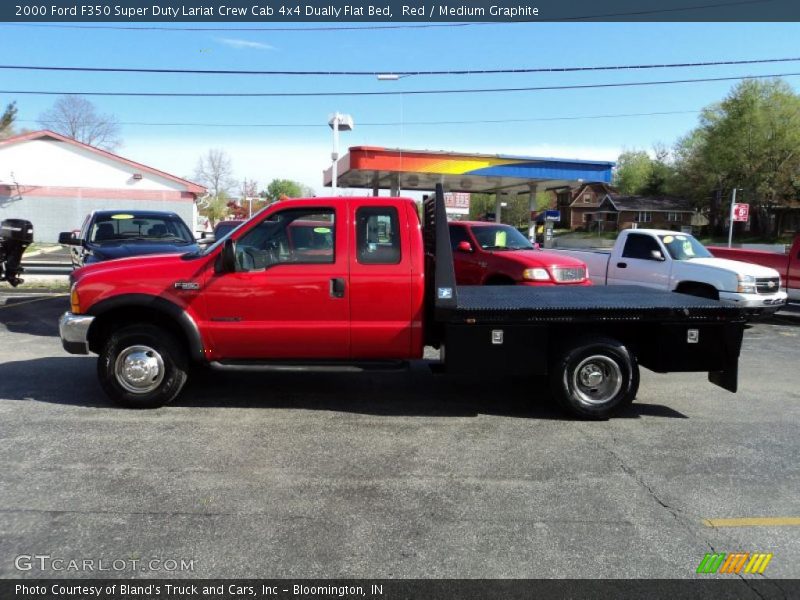 Red / Medium Graphite 2000 Ford F350 Super Duty Lariat Crew Cab 4x4 Dually Flat Bed