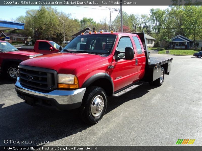 Red / Medium Graphite 2000 Ford F350 Super Duty Lariat Crew Cab 4x4 Dually Flat Bed
