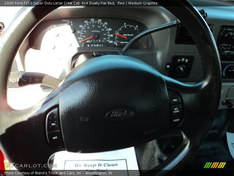 Red / Medium Graphite 2000 Ford F350 Super Duty Lariat Crew Cab 4x4 Dually Flat Bed