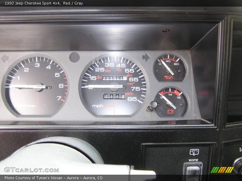 Red / Gray 1992 Jeep Cherokee Sport 4x4