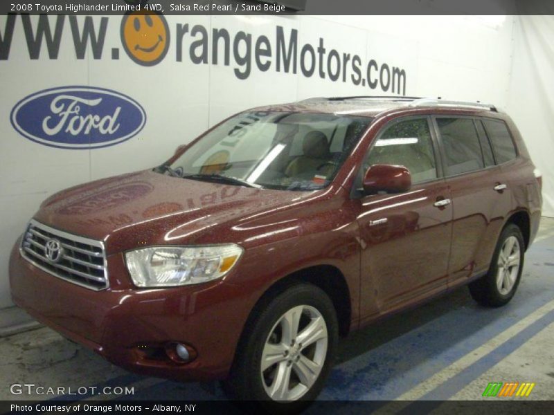 Salsa Red Pearl / Sand Beige 2008 Toyota Highlander Limited 4WD