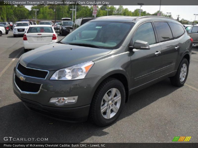 Steel Green Metallic / Dark Gray/Light Gray 2011 Chevrolet Traverse LT