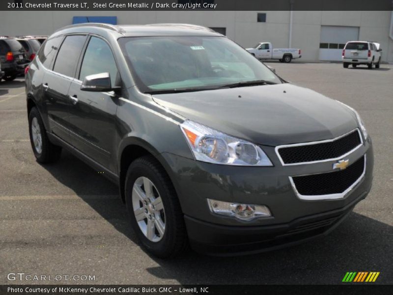 Steel Green Metallic / Dark Gray/Light Gray 2011 Chevrolet Traverse LT