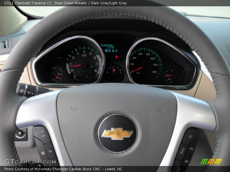 Steel Green Metallic / Dark Gray/Light Gray 2011 Chevrolet Traverse LT