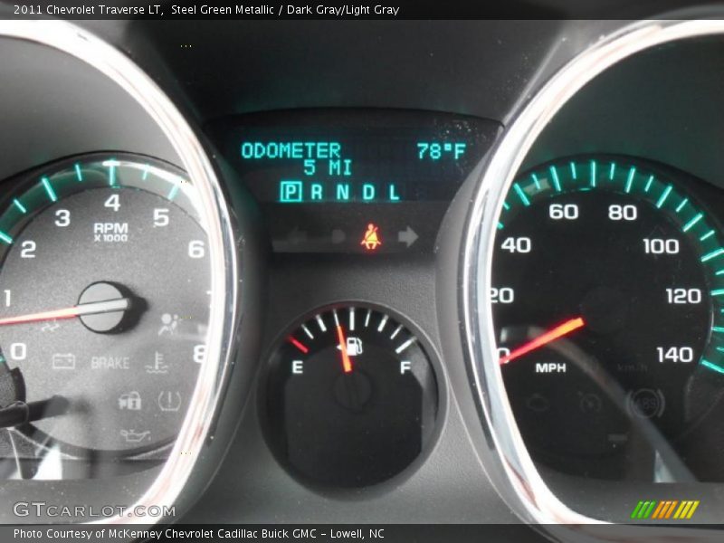 Steel Green Metallic / Dark Gray/Light Gray 2011 Chevrolet Traverse LT