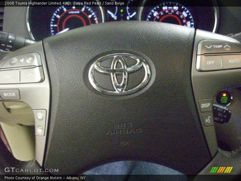 Salsa Red Pearl / Sand Beige 2008 Toyota Highlander Limited 4WD