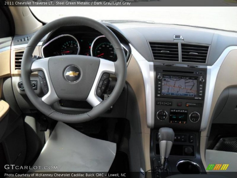Steel Green Metallic / Dark Gray/Light Gray 2011 Chevrolet Traverse LT