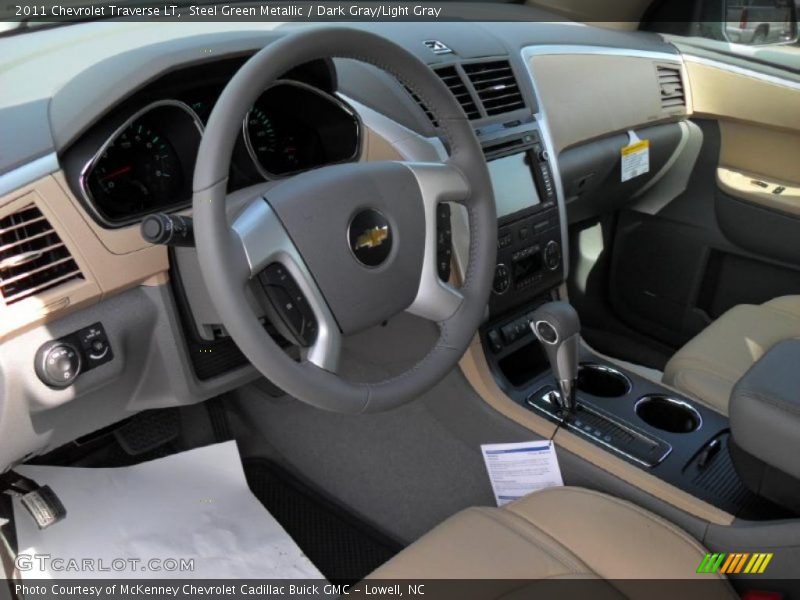 Steel Green Metallic / Dark Gray/Light Gray 2011 Chevrolet Traverse LT