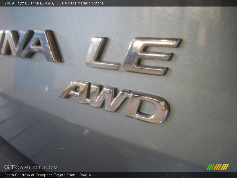Blue Mirage Metallic / Stone 2009 Toyota Sienna LE AWD