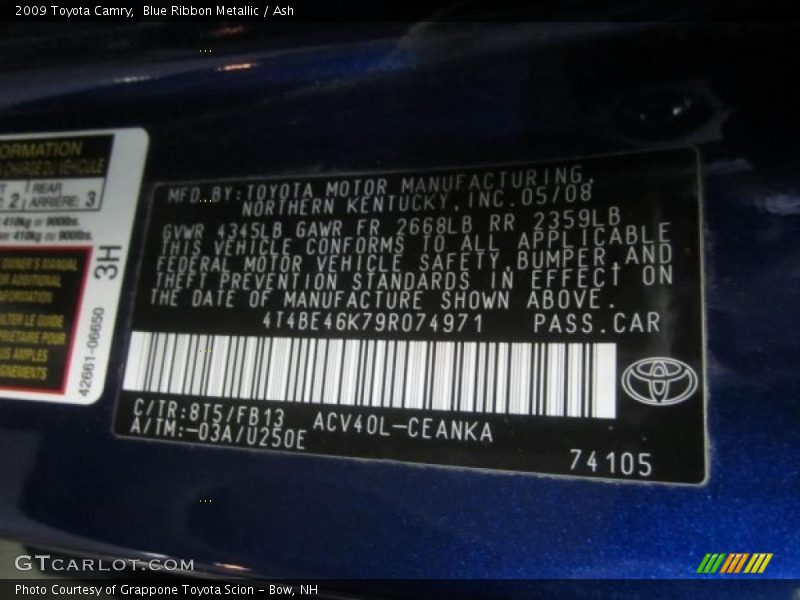 Blue Ribbon Metallic / Ash 2009 Toyota Camry