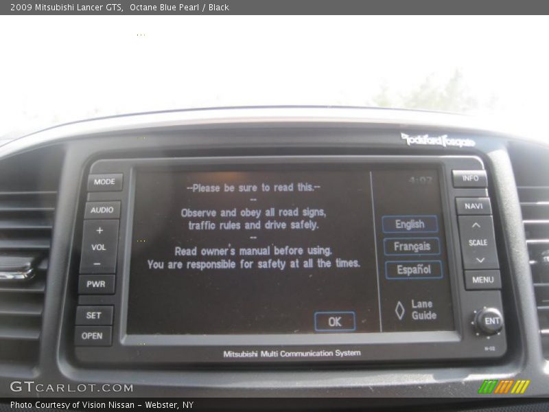 Octane Blue Pearl / Black 2009 Mitsubishi Lancer GTS