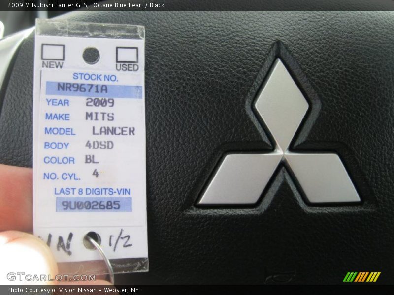 Octane Blue Pearl / Black 2009 Mitsubishi Lancer GTS