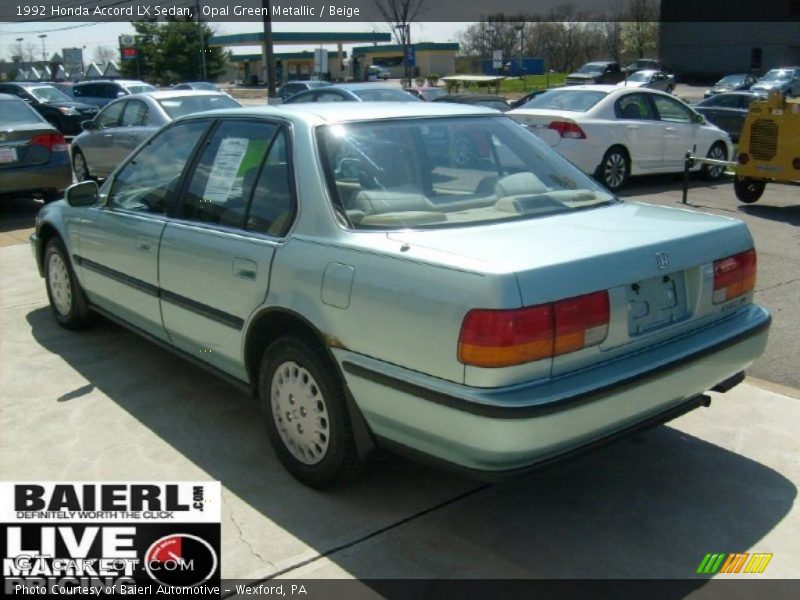 Opal Green Metallic / Beige 1992 Honda Accord LX Sedan