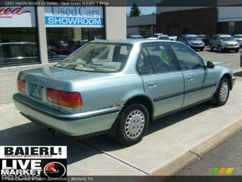 Opal Green Metallic / Beige 1992 Honda Accord LX Sedan