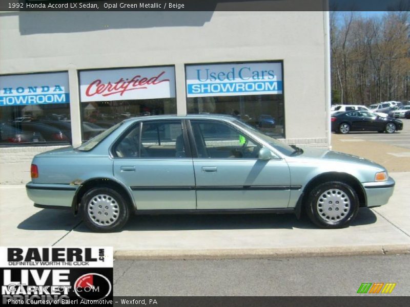 Opal Green Metallic / Beige 1992 Honda Accord LX Sedan