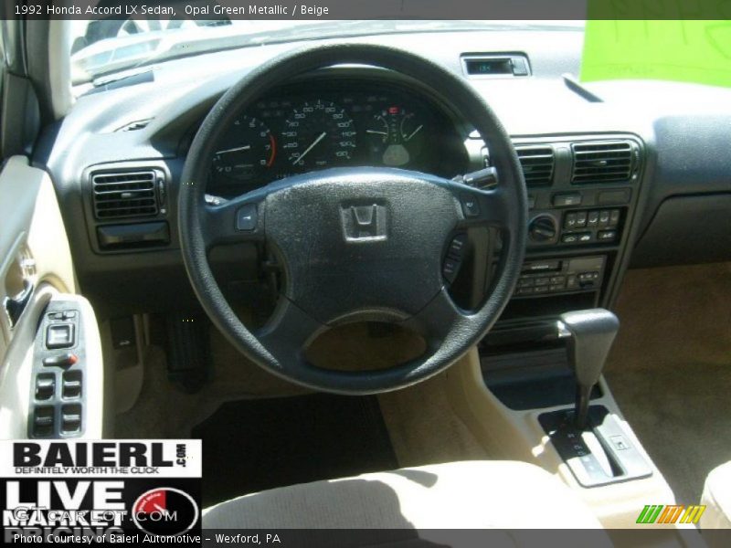 Opal Green Metallic / Beige 1992 Honda Accord LX Sedan
