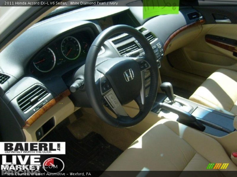 White Diamond Pearl / Ivory 2011 Honda Accord EX-L V6 Sedan