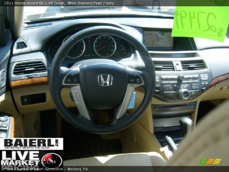 White Diamond Pearl / Ivory 2011 Honda Accord EX-L V6 Sedan