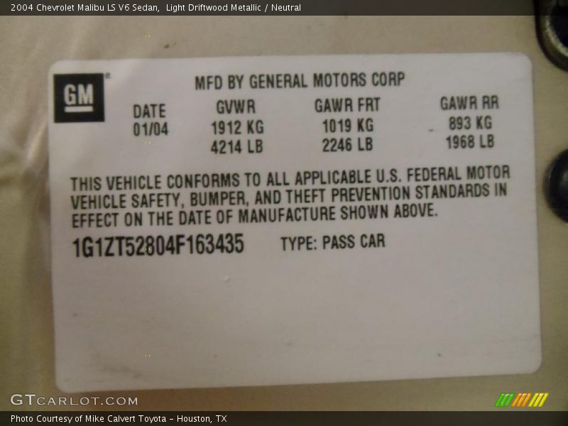 Light Driftwood Metallic / Neutral 2004 Chevrolet Malibu LS V6 Sedan
