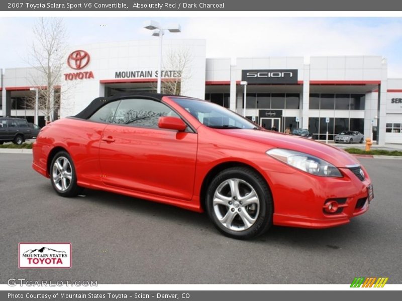Absolutely Red / Dark Charcoal 2007 Toyota Solara Sport V6 Convertible