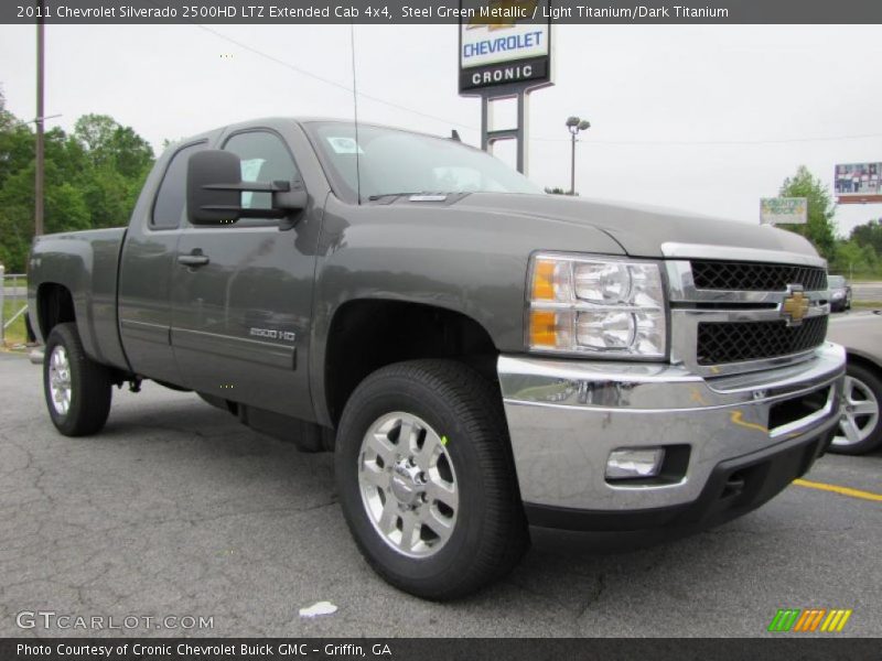 Steel Green Metallic / Light Titanium/Dark Titanium 2011 Chevrolet Silverado 2500HD LTZ Extended Cab 4x4