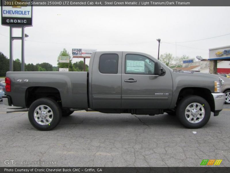 Steel Green Metallic / Light Titanium/Dark Titanium 2011 Chevrolet Silverado 2500HD LTZ Extended Cab 4x4