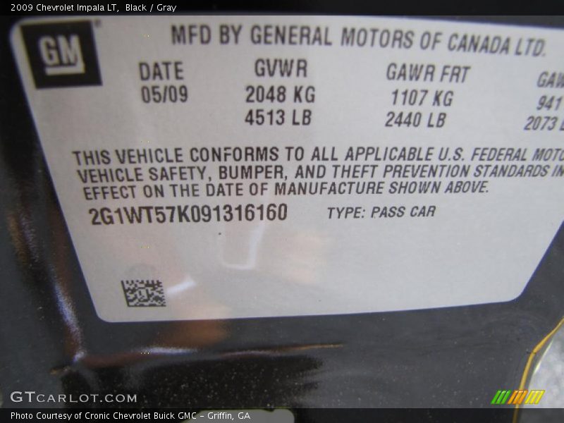 Black / Gray 2009 Chevrolet Impala LT