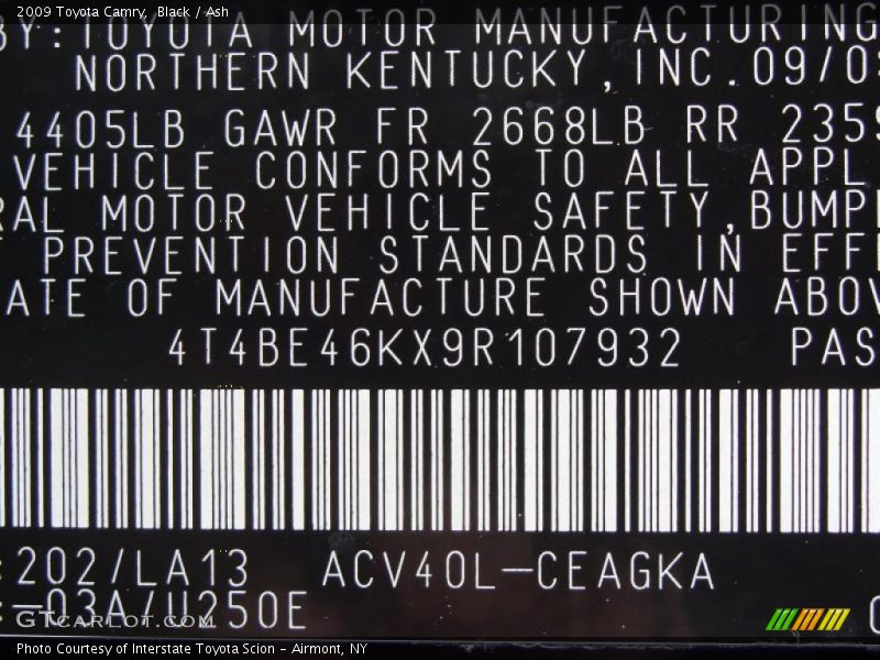 Black / Ash 2009 Toyota Camry