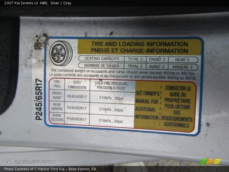 Silver / Gray 2007 Kia Sorento LX 4WD