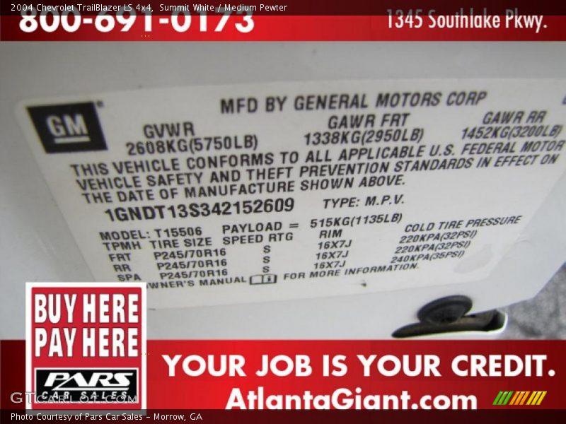 Summit White / Medium Pewter 2004 Chevrolet TrailBlazer LS 4x4