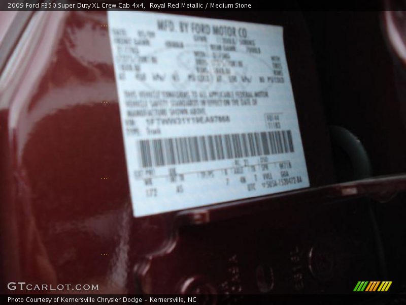 Royal Red Metallic / Medium Stone 2009 Ford F350 Super Duty XL Crew Cab 4x4