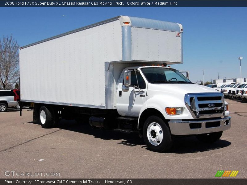 Front 3/4 View of 2008 F750 Super Duty XL Chassis Regular Cab Moving Truck