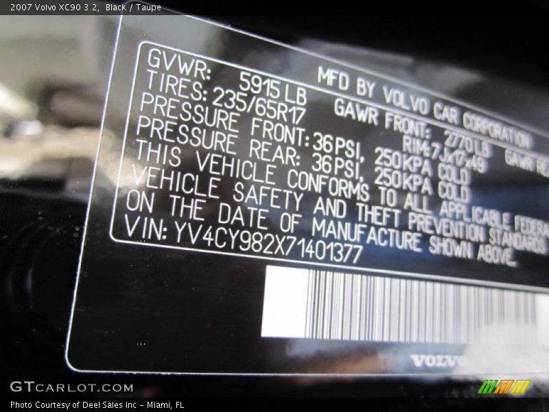 Black / Taupe 2007 Volvo XC90 3.2