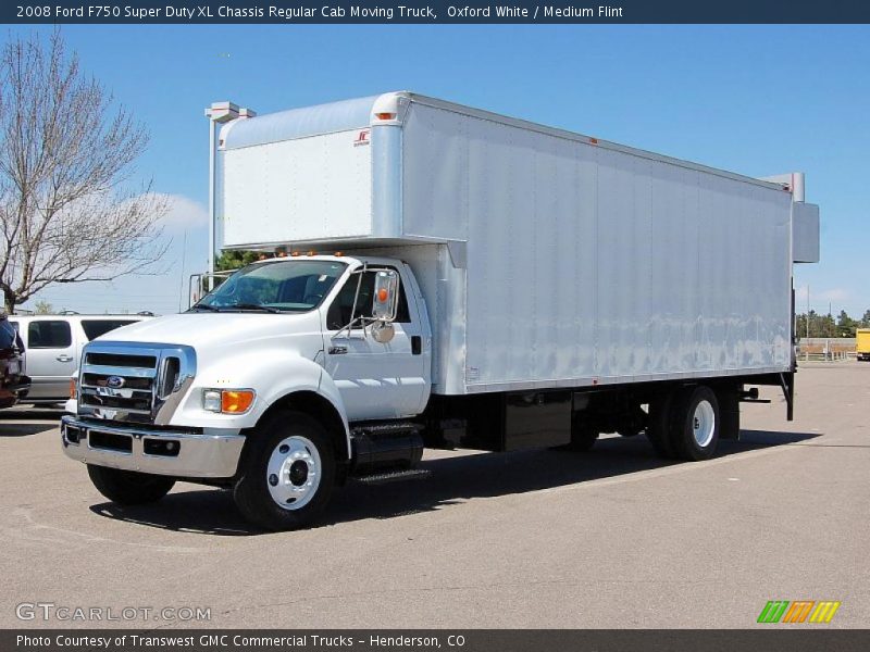 Oxford White / Medium Flint 2008 Ford F750 Super Duty XL Chassis Regular Cab Moving Truck