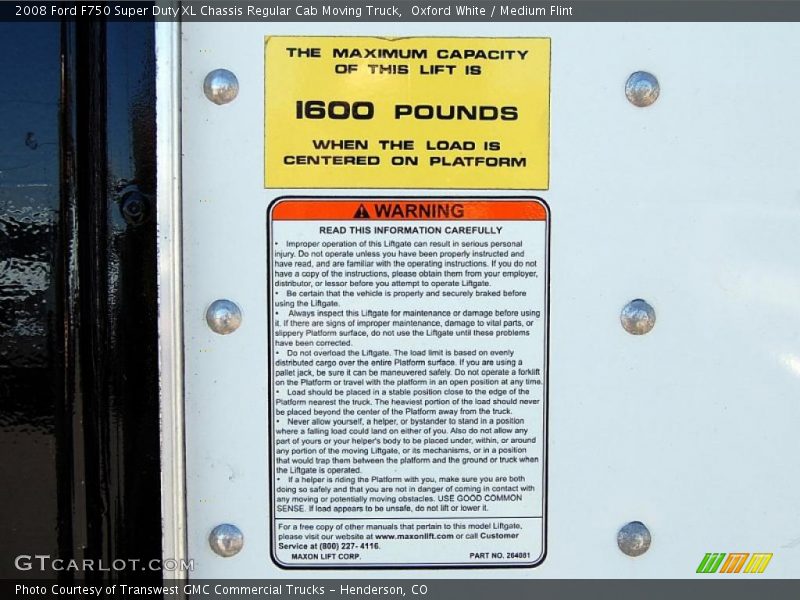 Oxford White / Medium Flint 2008 Ford F750 Super Duty XL Chassis Regular Cab Moving Truck