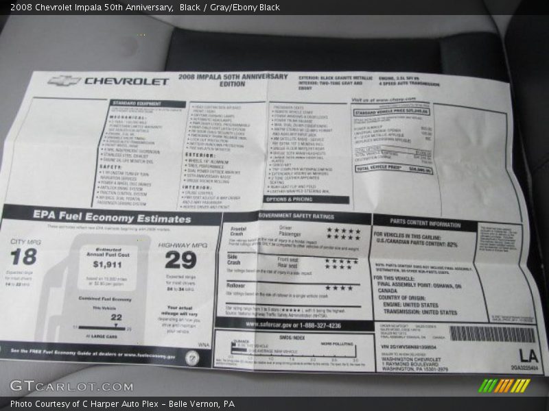  2008 Impala 50th Anniversary Window Sticker