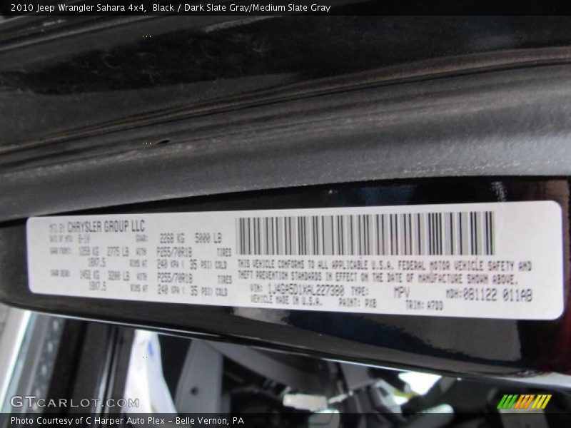 Black / Dark Slate Gray/Medium Slate Gray 2010 Jeep Wrangler Sahara 4x4