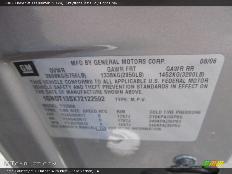 Graystone Metallic / Light Gray 2007 Chevrolet TrailBlazer LS 4x4