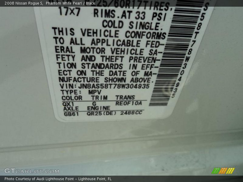 Phantom White Pearl / Black 2008 Nissan Rogue S