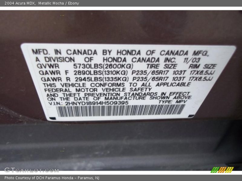 Metallic Mocha / Ebony 2004 Acura MDX