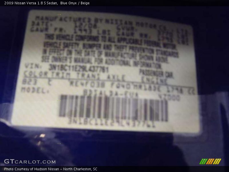 Blue Onyx / Beige 2009 Nissan Versa 1.8 S Sedan