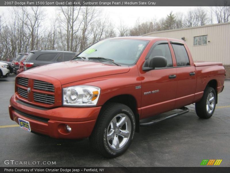 Sunburst Orange Pearl / Medium Slate Gray 2007 Dodge Ram 1500 Sport Quad Cab 4x4