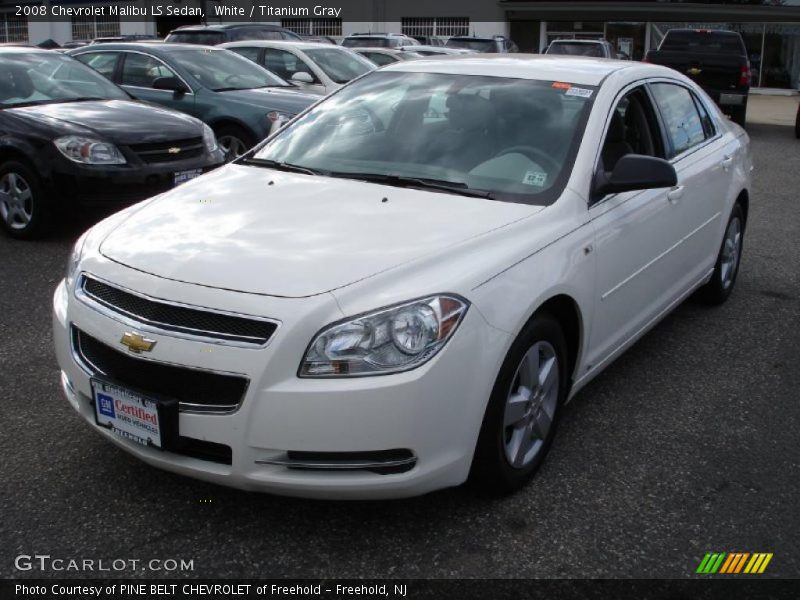 White / Titanium Gray 2008 Chevrolet Malibu LS Sedan