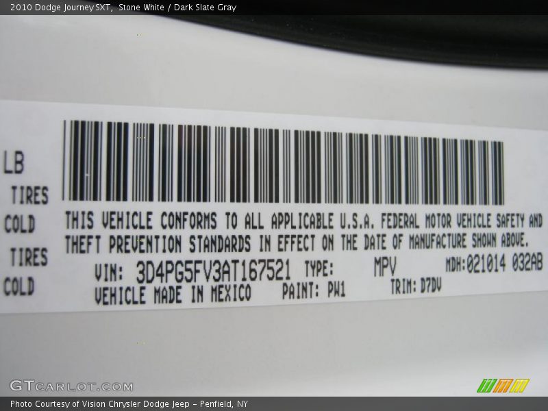 Stone White / Dark Slate Gray 2010 Dodge Journey SXT