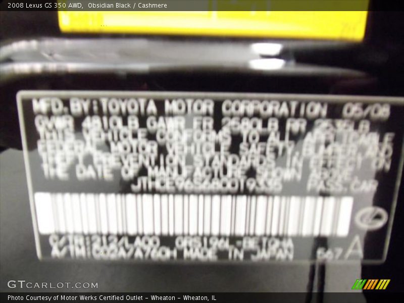 Obsidian Black / Cashmere 2008 Lexus GS 350 AWD