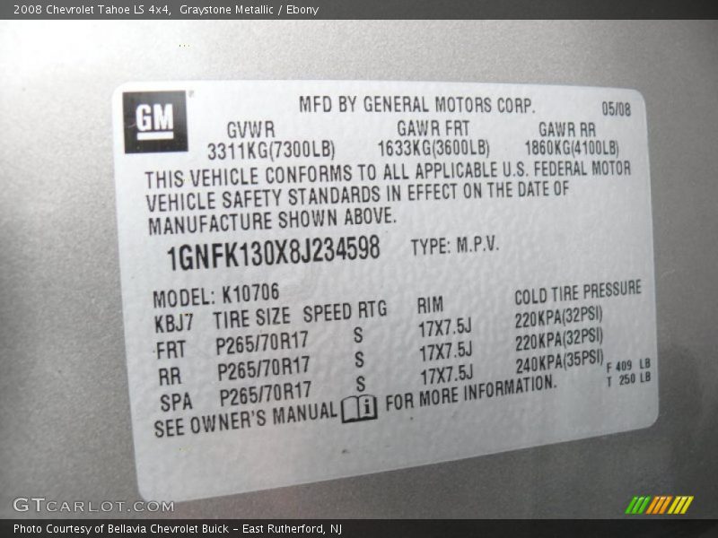 Graystone Metallic / Ebony 2008 Chevrolet Tahoe LS 4x4