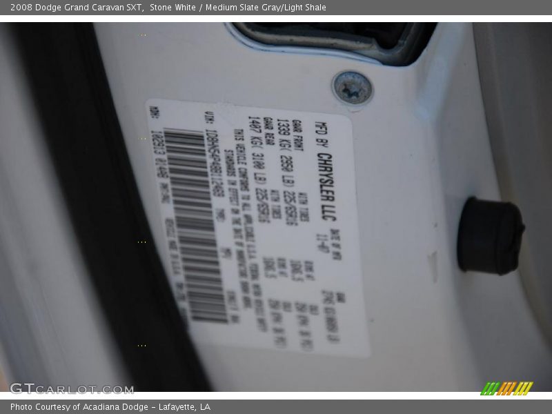 Stone White / Medium Slate Gray/Light Shale 2008 Dodge Grand Caravan SXT