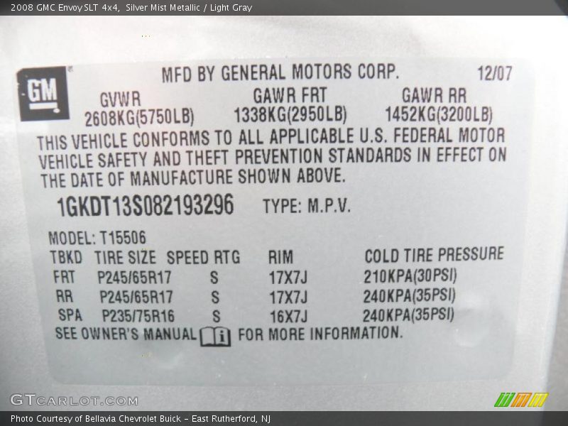 Silver Mist Metallic / Light Gray 2008 GMC Envoy SLT 4x4