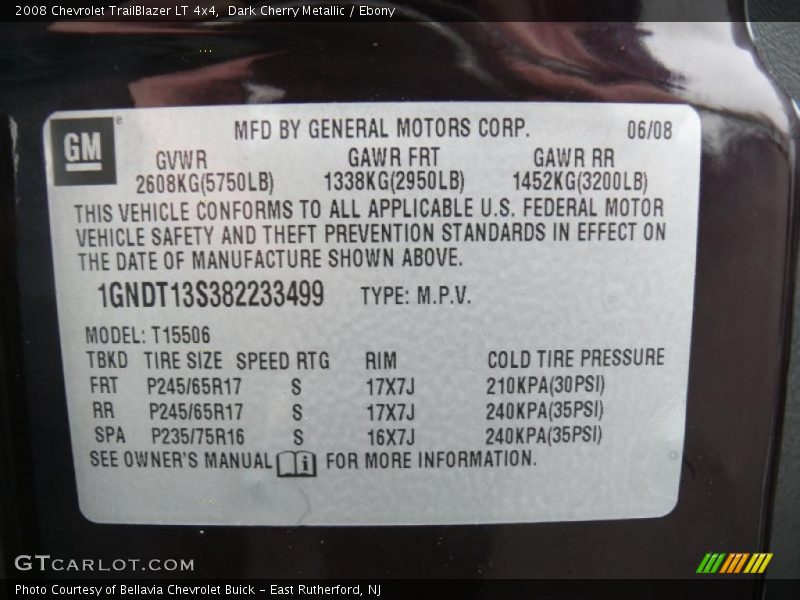 Dark Cherry Metallic / Ebony 2008 Chevrolet TrailBlazer LT 4x4
