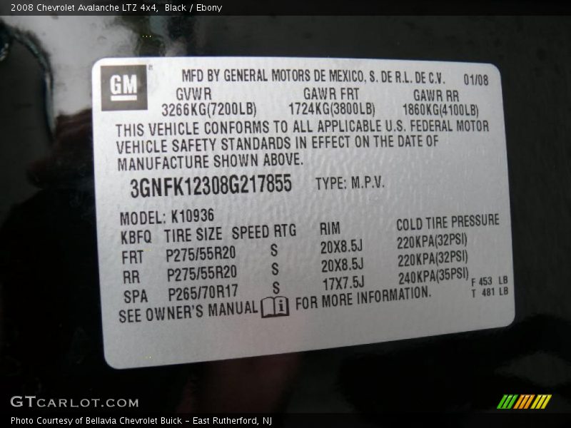Black / Ebony 2008 Chevrolet Avalanche LTZ 4x4